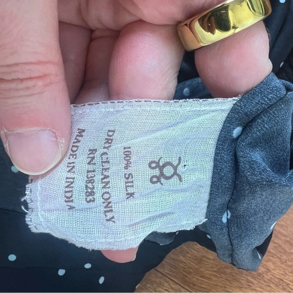 Figue Silk Floral Embroidered Mini Dress Black Polka Dot Size M - Picture 6 of 6